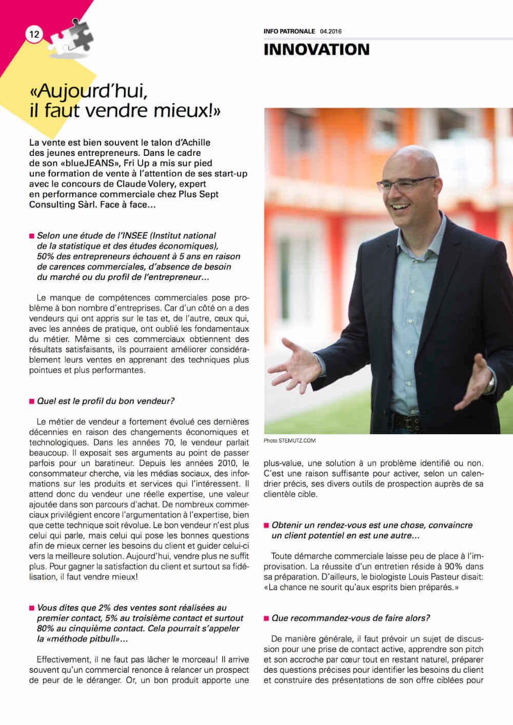 Interview de Claude Volery, directeur de Plus Sept, pour la CCIF